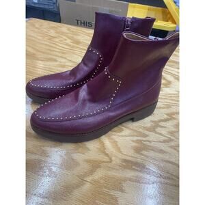 FitFlop Kinbey Ankle Boots Women's 8 Purple Side Zipper Round Toe Comfort S1